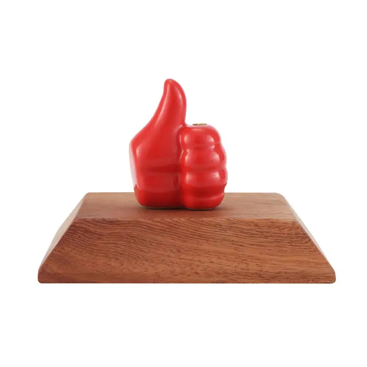 Thumbs Up Incense Holder W/Wood Base