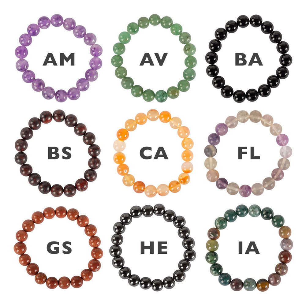 8mm Crystal Gemstone Energy Bead Stretch Bracelets - Benjamin International