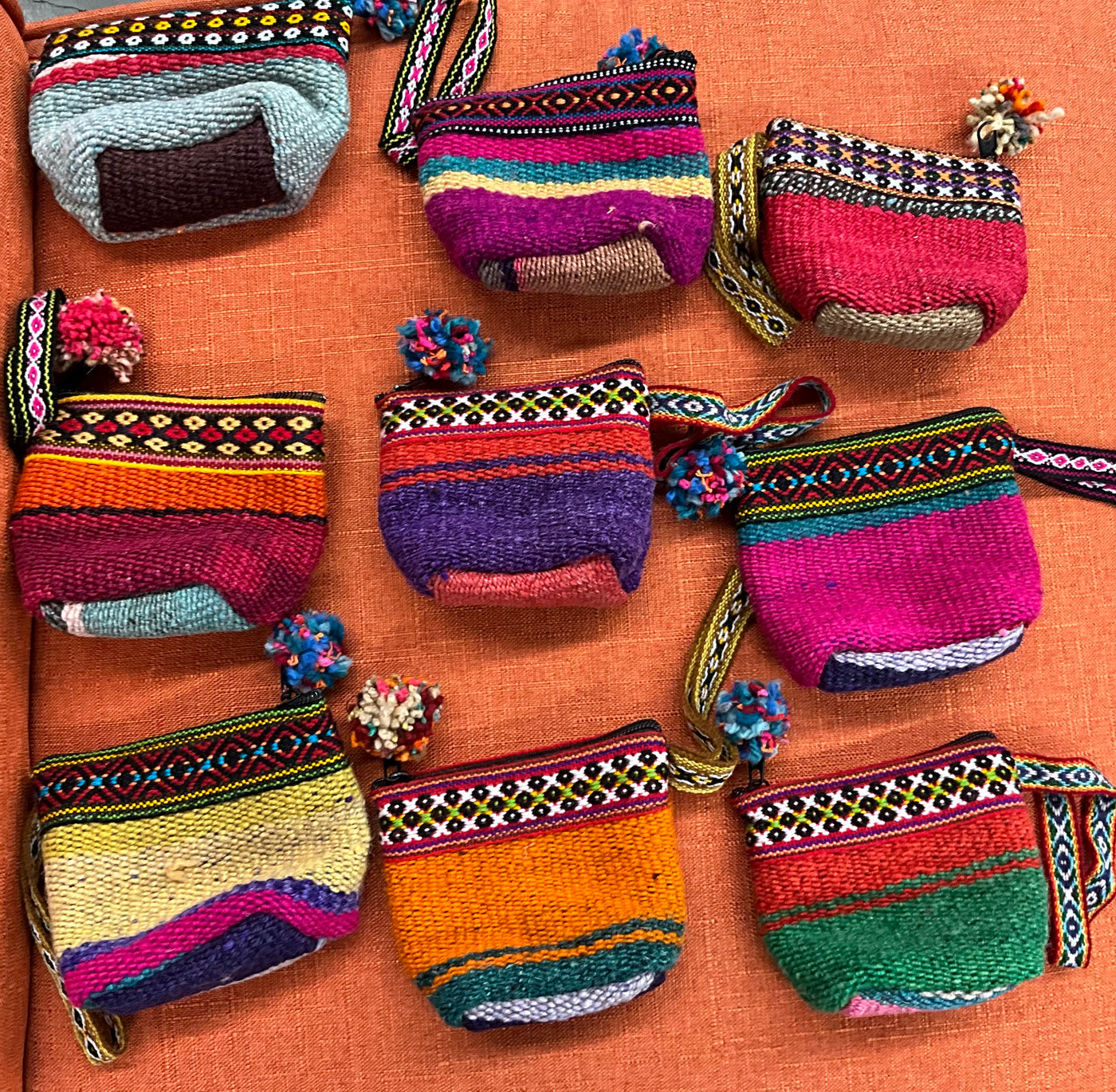 Mini Peruvian Woven Pom Pom Pouch