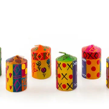 Thumbprint Multi Ethnic Painted Candles Votive - Set of 6