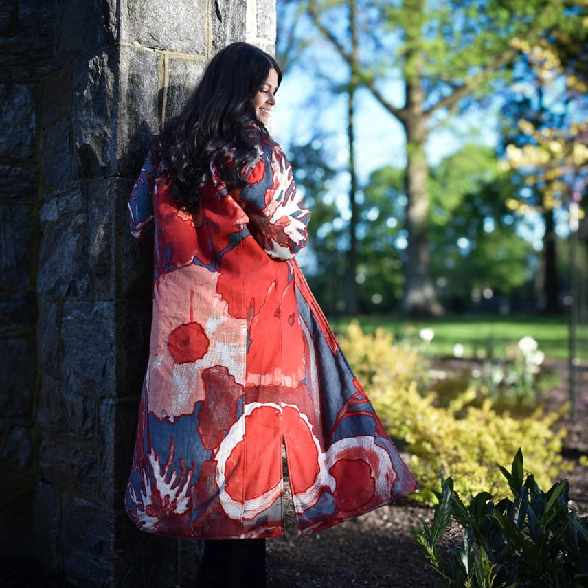 Diana Handcrafted Floral Reversible Trench Coat