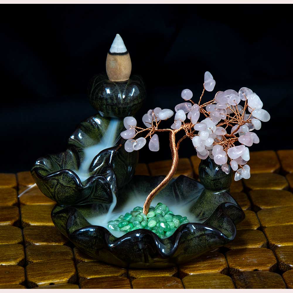 Ceramic Backflow Incense Holder - Amethyst Gem Tree -Kheops International