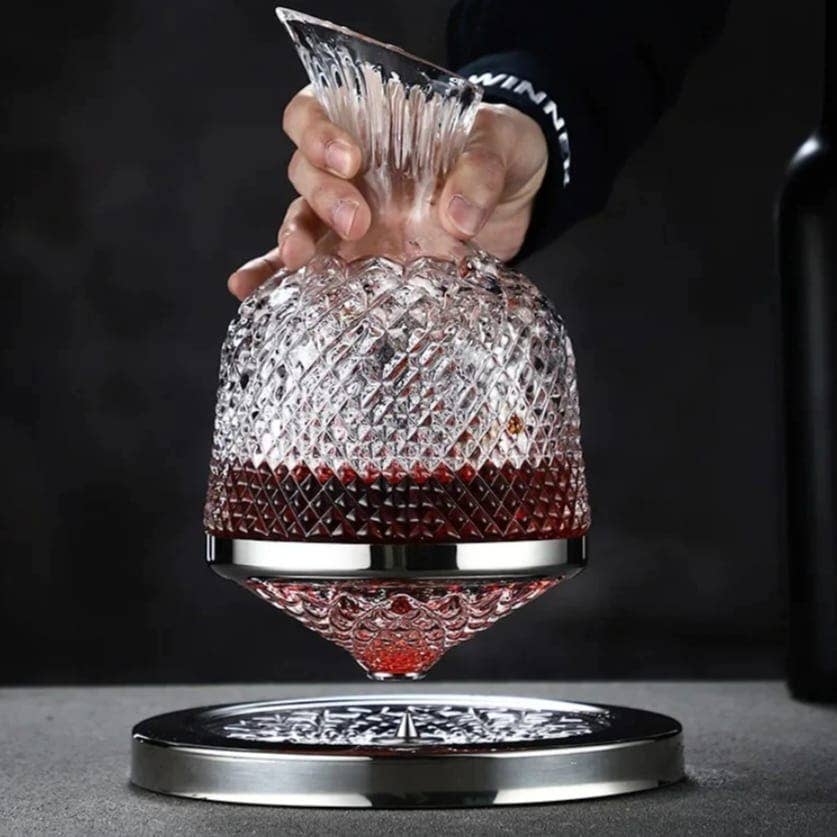 Revolving wine or spirits decanter, 350 degree revolution-Cork Pops Inc.