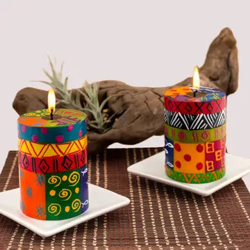 Thumbprint Multi Ethnic Painted Candles Votive - Set of 6