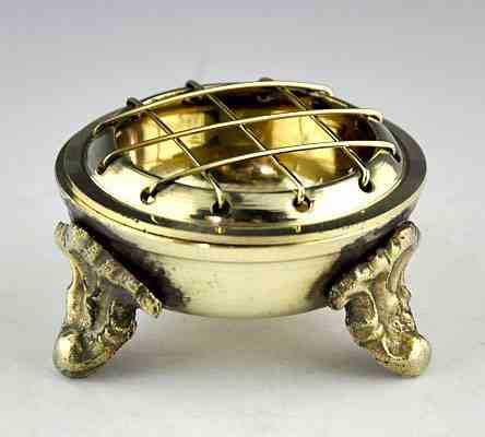 2 Piece Brass Screen Charcoal Burner - Om Imports