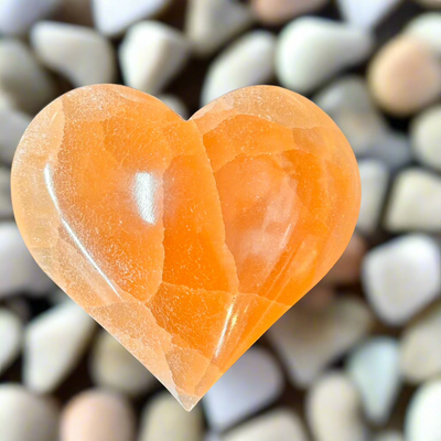 Peach Selenite Hearts