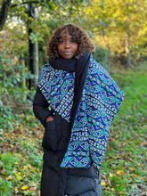 AfricanFabs - African print Winter scarf for Adults Unisex - Blue / Turquoise Bogolan