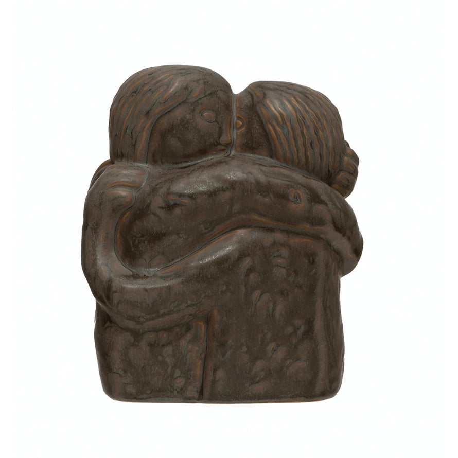 Stoneware Hugging Figures, Reactive Glaze