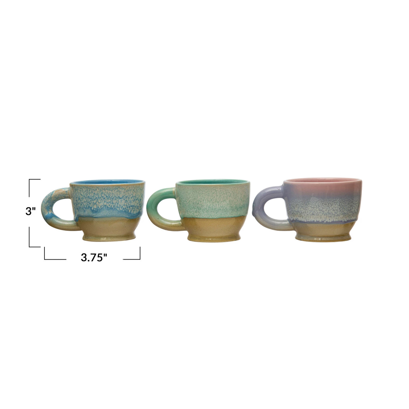 10 oz. Stoneware Mug, Reactive Glaze, 3 Colors (Each One Will Vary)