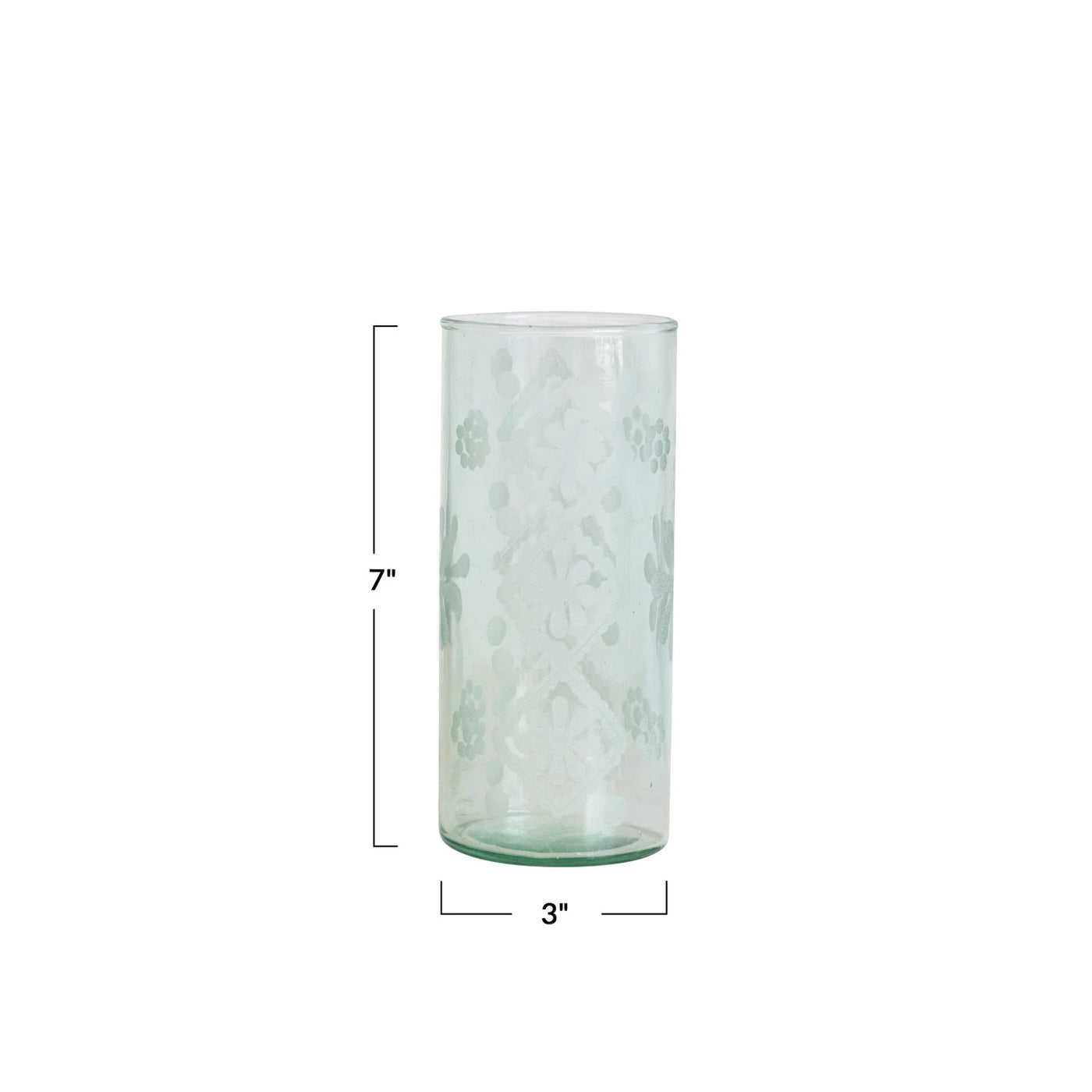 Recycled Etched Glass Hurricane/Vase