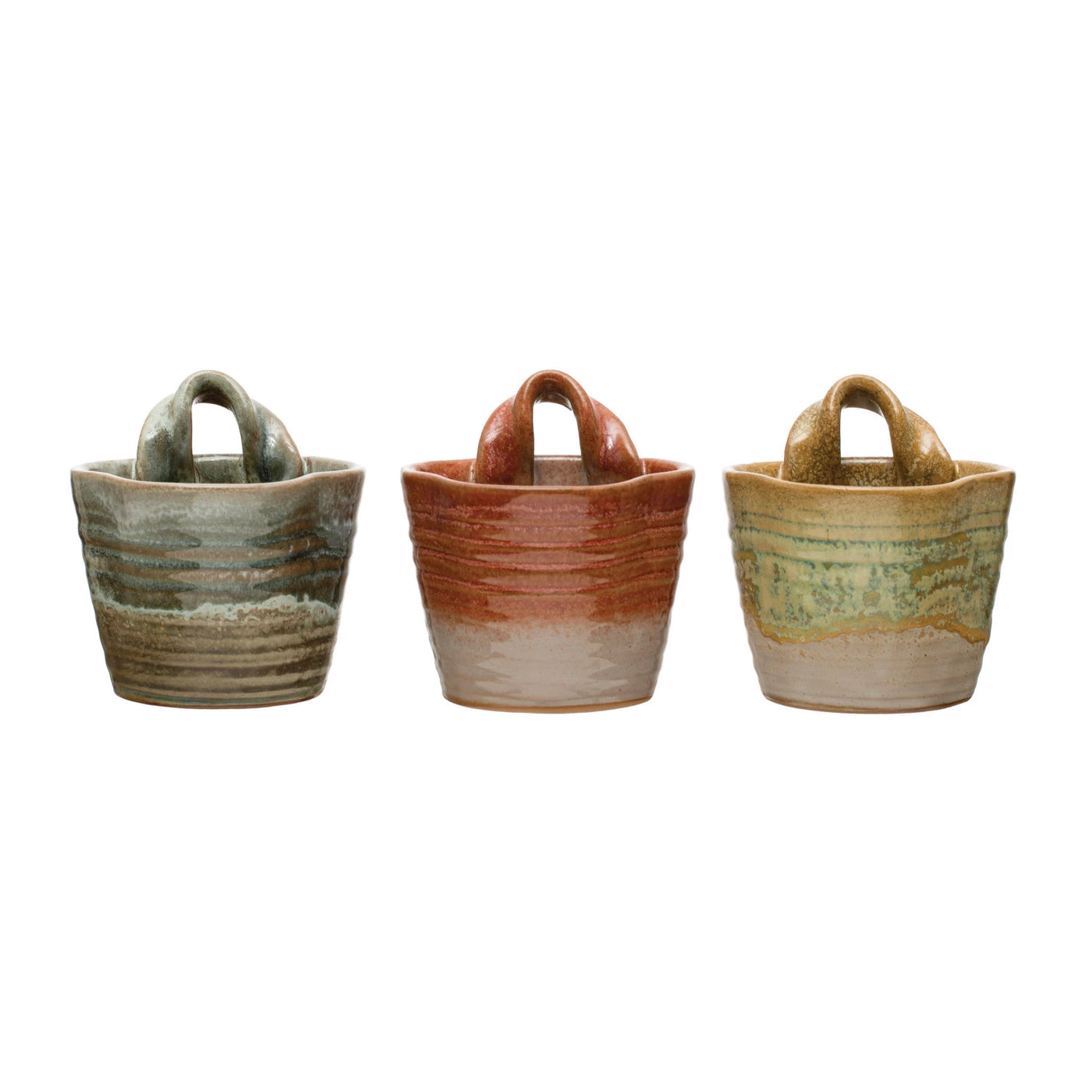 Stoneware Wall Planter, Reactive Glaze, Multi Color, 3 Styles (Each One Will Vary)