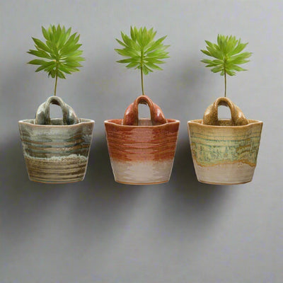 Stoneware Wall Planter, Reactive Glaze, Multi Color, 3 Styles (Each One Will Vary)