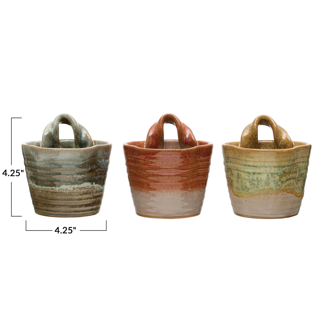 Stoneware Wall Planter, Reactive Glaze, Multi Color, 3 Styles (Each One Will Vary)