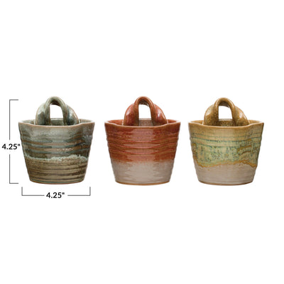 Stoneware Wall Planter, Reactive Glaze, Multi Color, 3 Styles (Each One Will Vary)