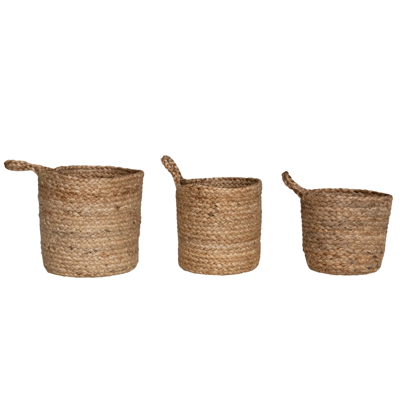 Braided Jute Nesting Baskets w/ Handle, Set of 3