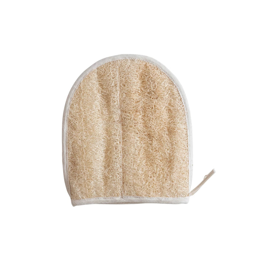 Cotton Terry Cloth/Loofah Shower Mitt w/ Loop