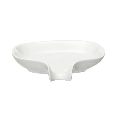 Stoneware Soap Dish w/ Drip Spout, White