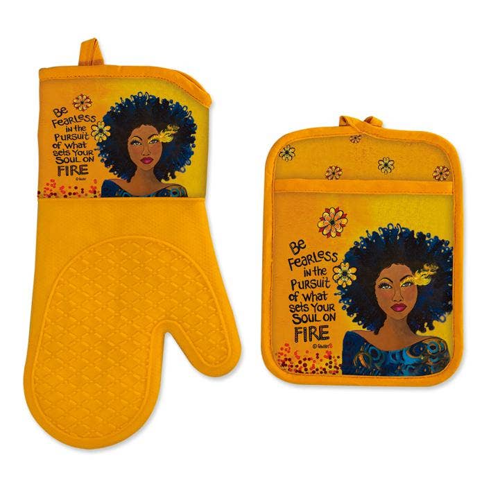 Soul On Fire-Oven Mitt & Potholder Set-Shades of Color, LLC