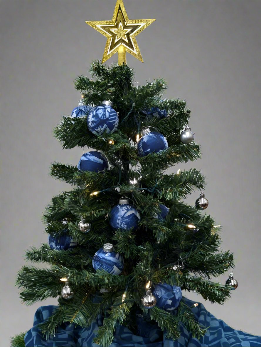 Tree With Blue Ornaments