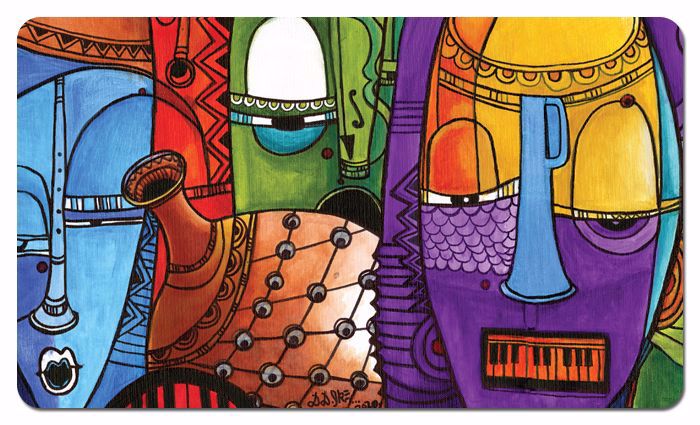 Jazz Masks Floor Mat-African American Expressions