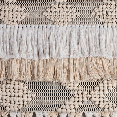 LR Home - Geometric Neutral Fringed Tasseled Wall Hanging