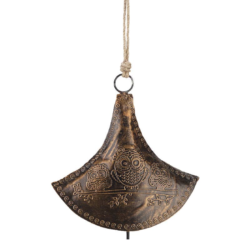 Recycled Bell With Etched Owls - Benjamin International