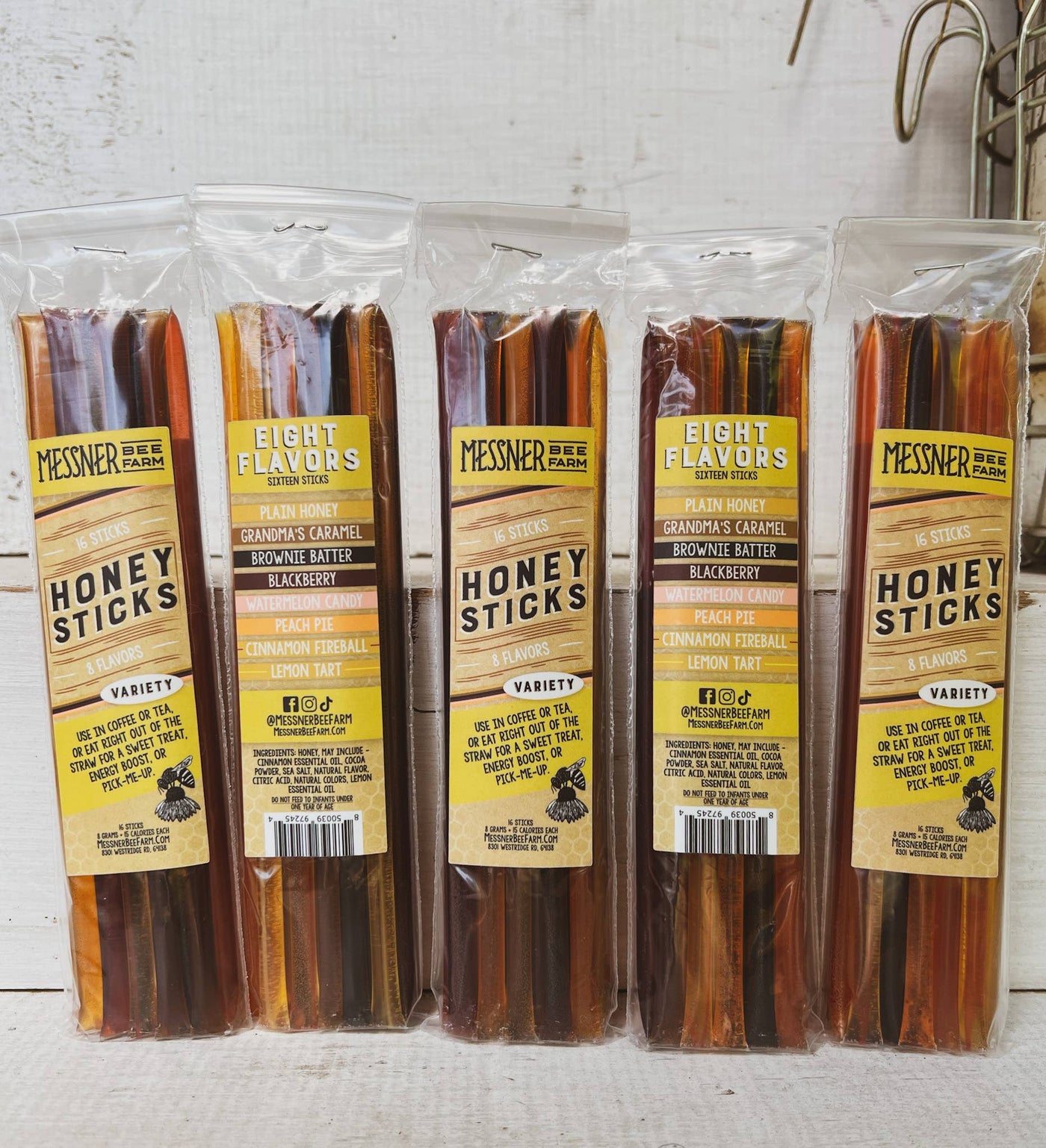 Honey Sticks Variety Pack - Pack of 16/ Messner Bee Farm