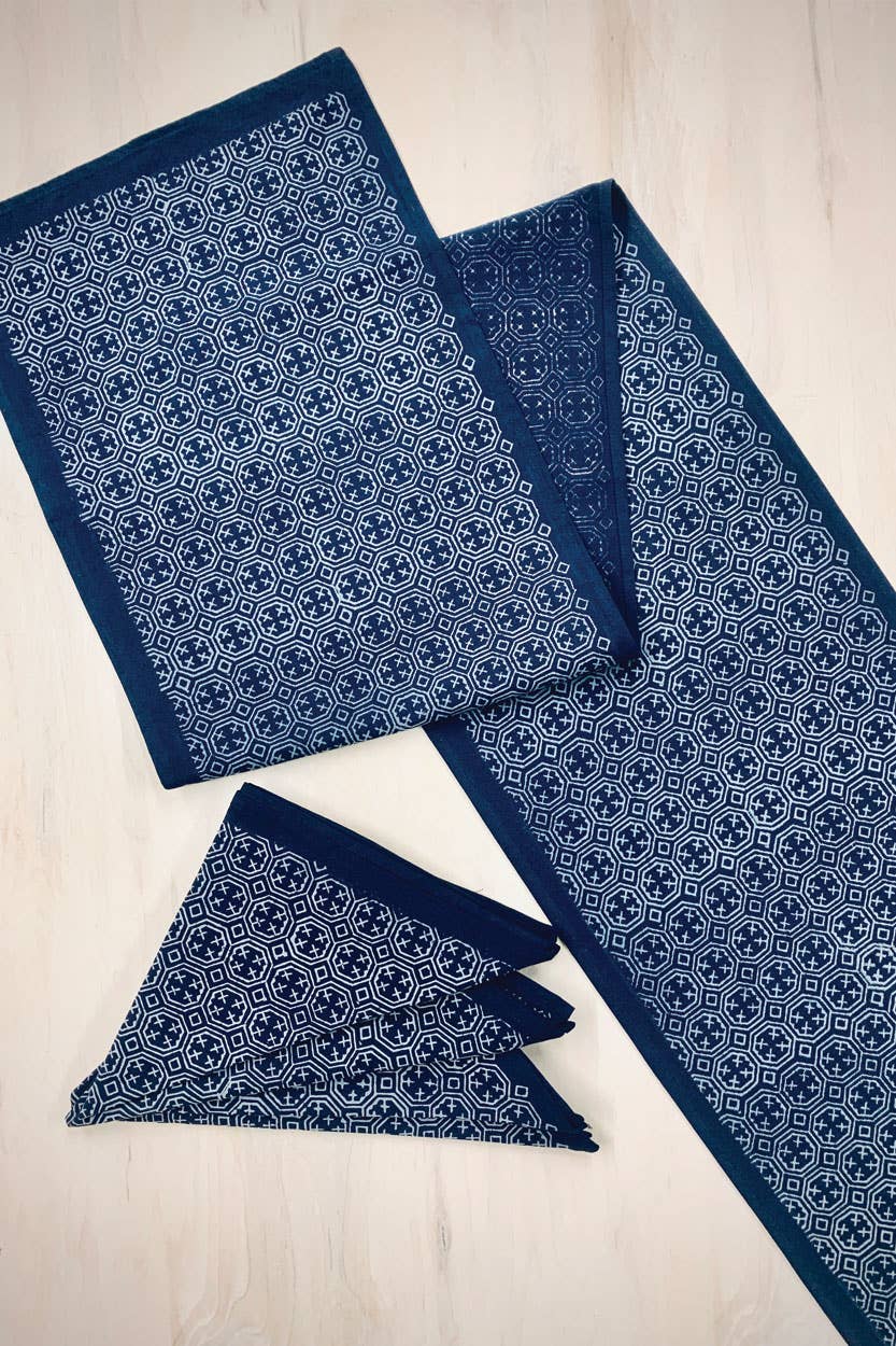 Sevya Handmade - Indigo Geometric Table Runner