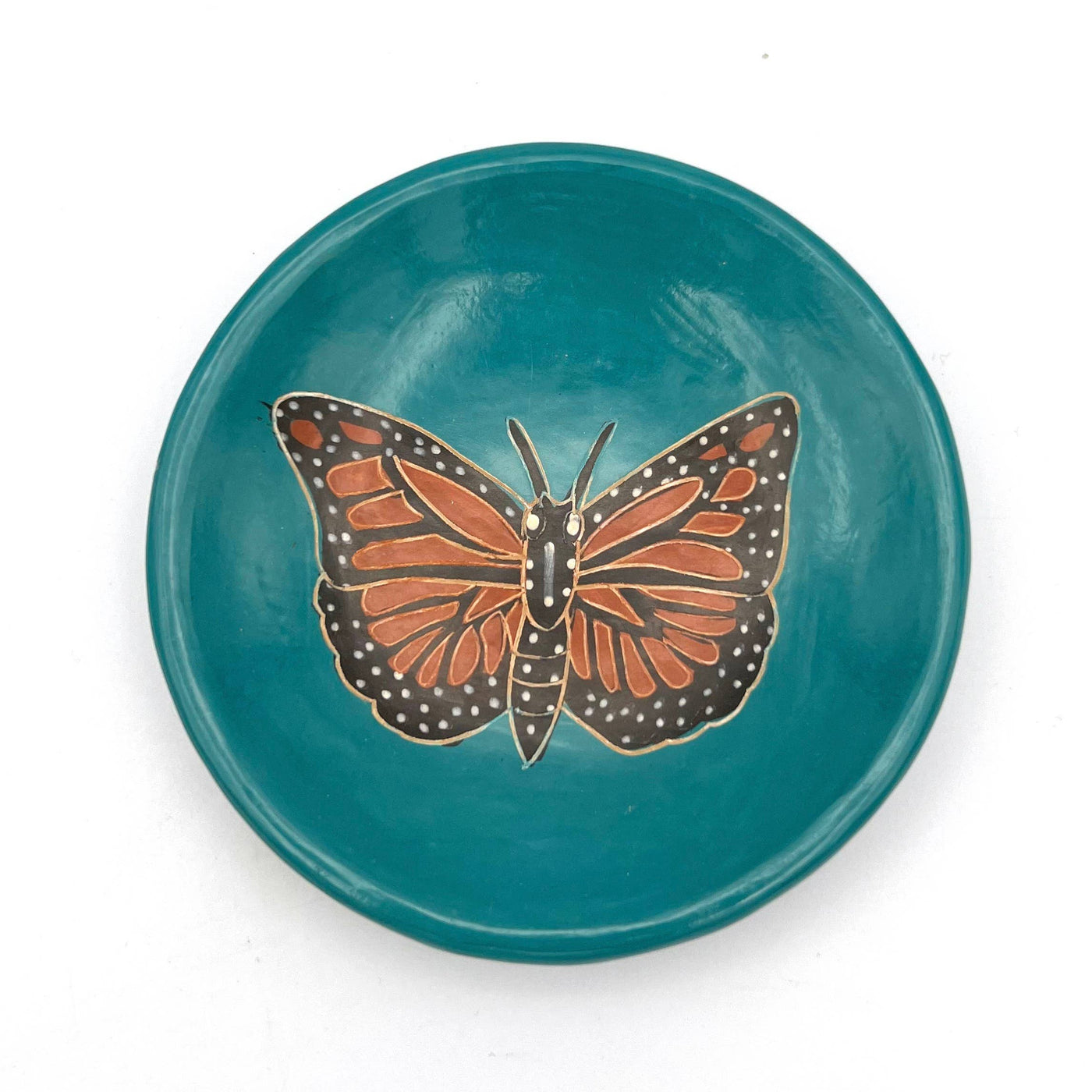 Monarch Butterfly Ceramic Ring Dish (Turquoise) WOCF