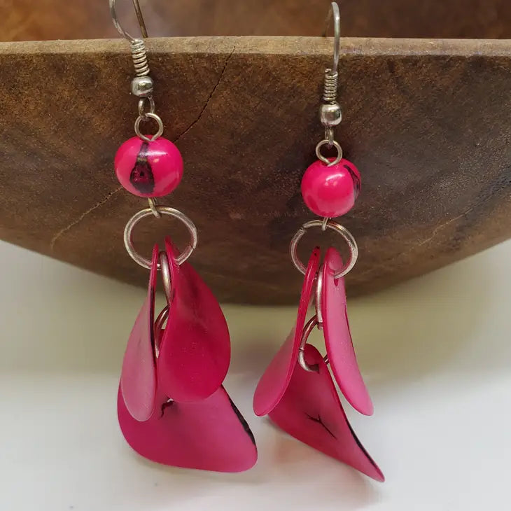 Tagua Nut Organic Nutshell Earrings by Peruvian Art