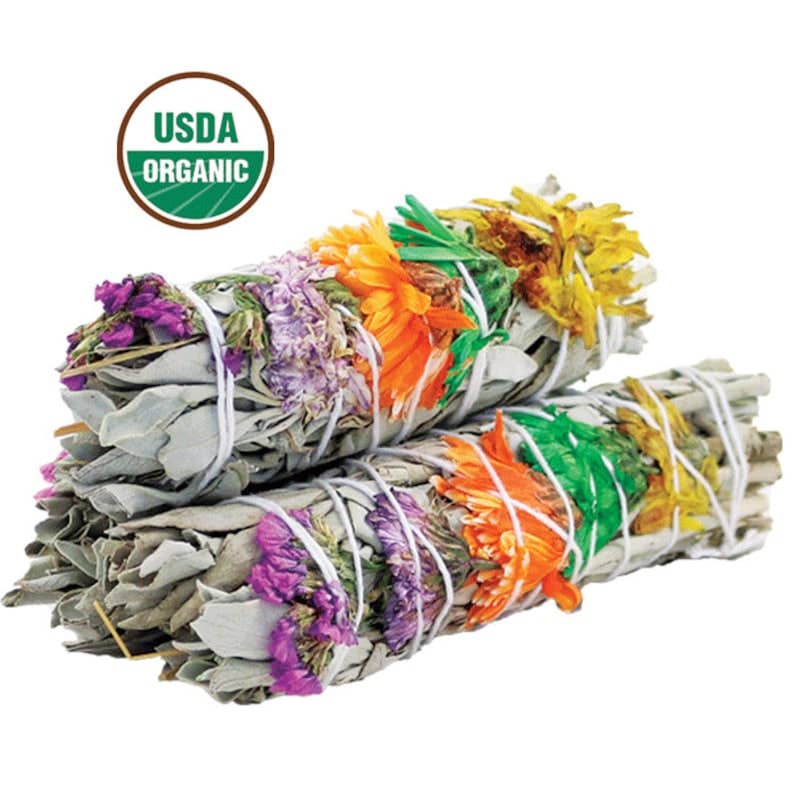 DESIGNS BY DEEKAY INC - Good Vibes Floral White Sage 4" Smudge Sticks