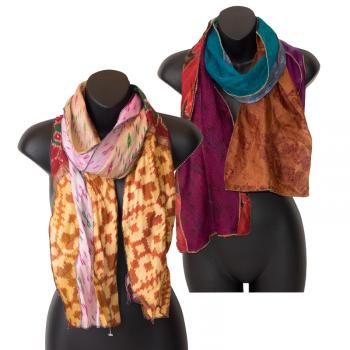 2 Panel Recycled Sari Scarves - Benjamin International