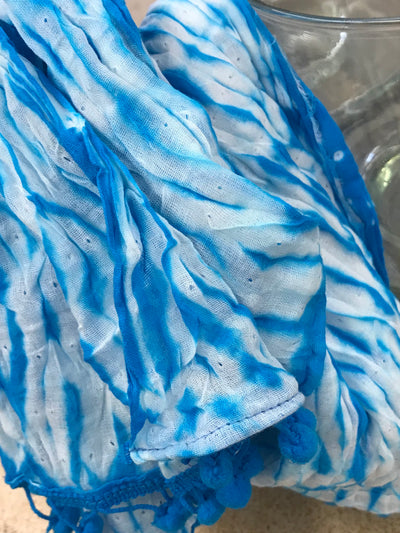 TIE DYE COTTON SCARF WITH TASSELS