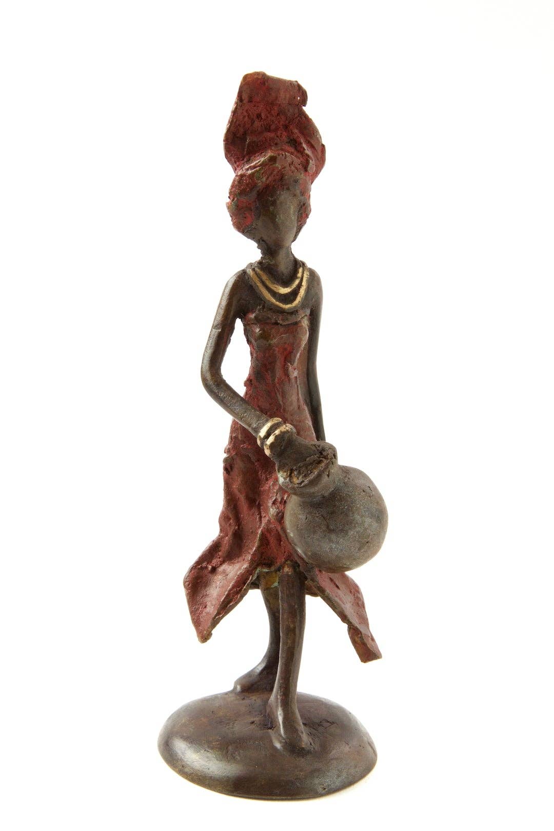 Water Bearer Burkina Bronze Sculpture-Swahili African Modern