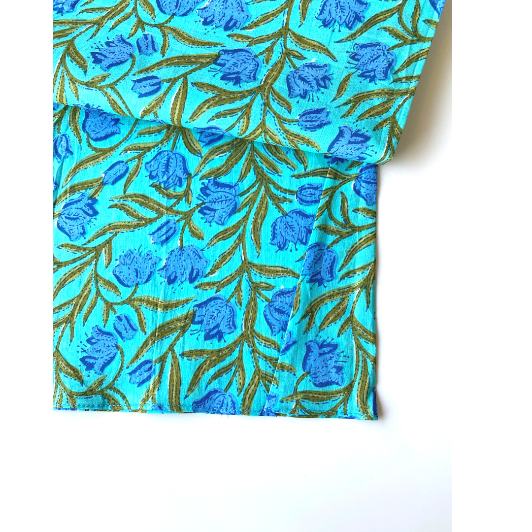 The Indian Bazaar - Bandana - Floral blue Tulip Print Cotton/ Table Napkin