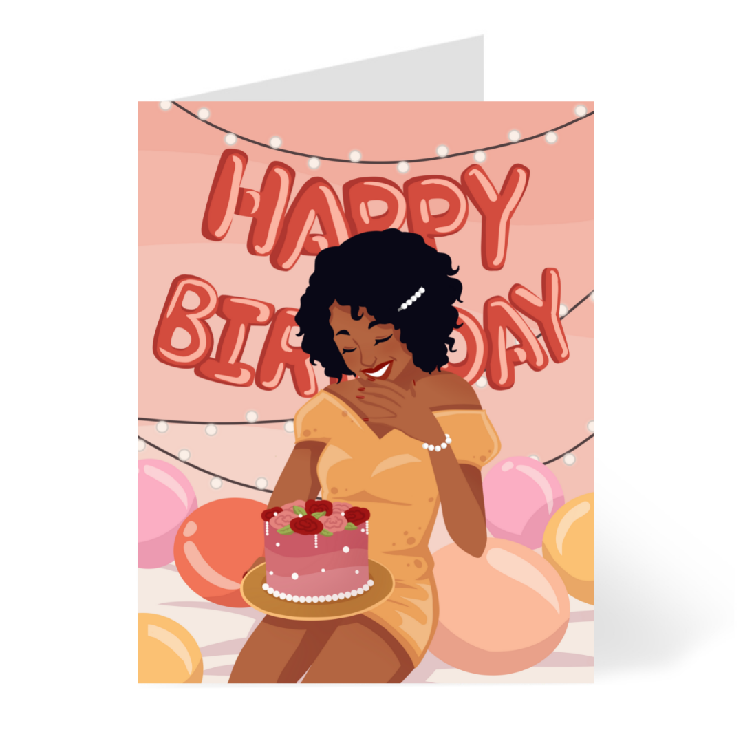 Birthday Party - Black woman or girl birthday card