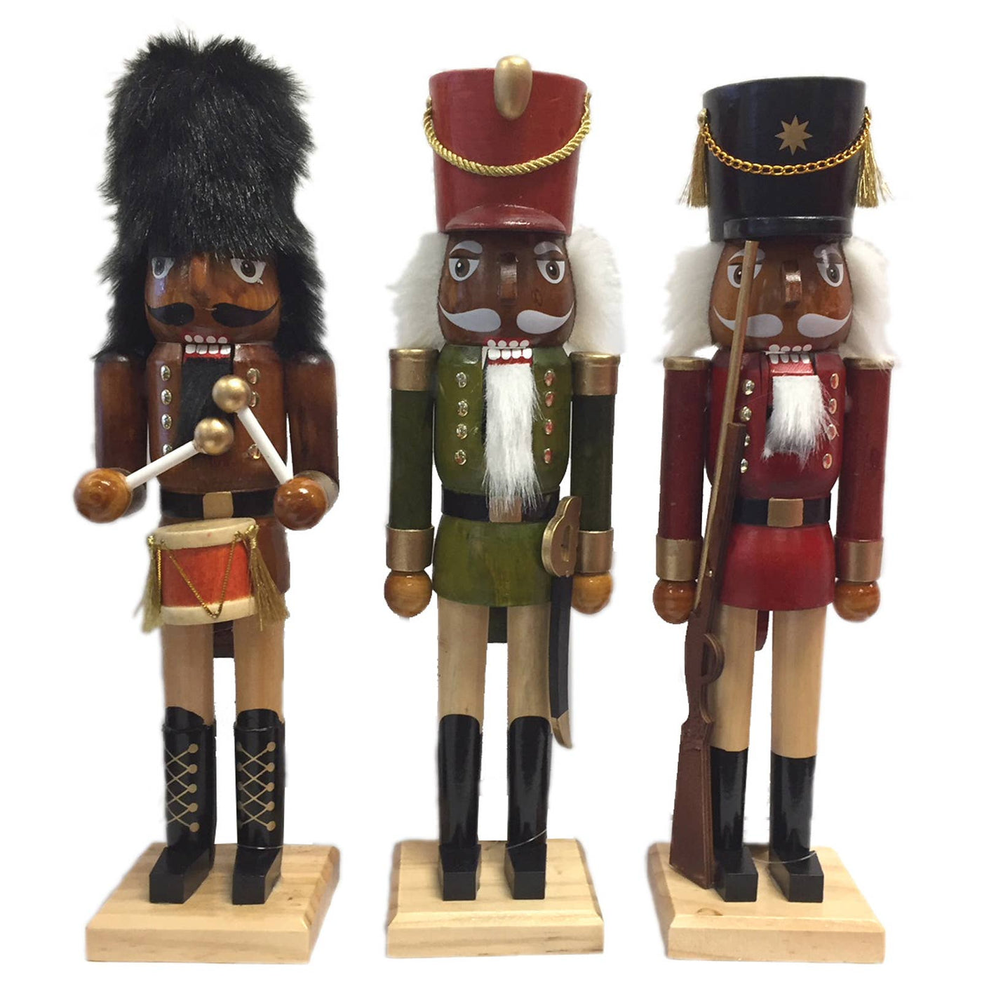 14" Natural Wood African American Nutcrackers-Santa’s Workshop