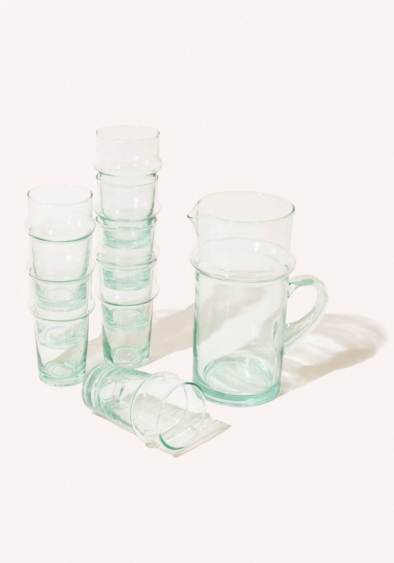 Moroccan Crystal Blue Glasses - Set of 8 and 1 pitcher - Voyage