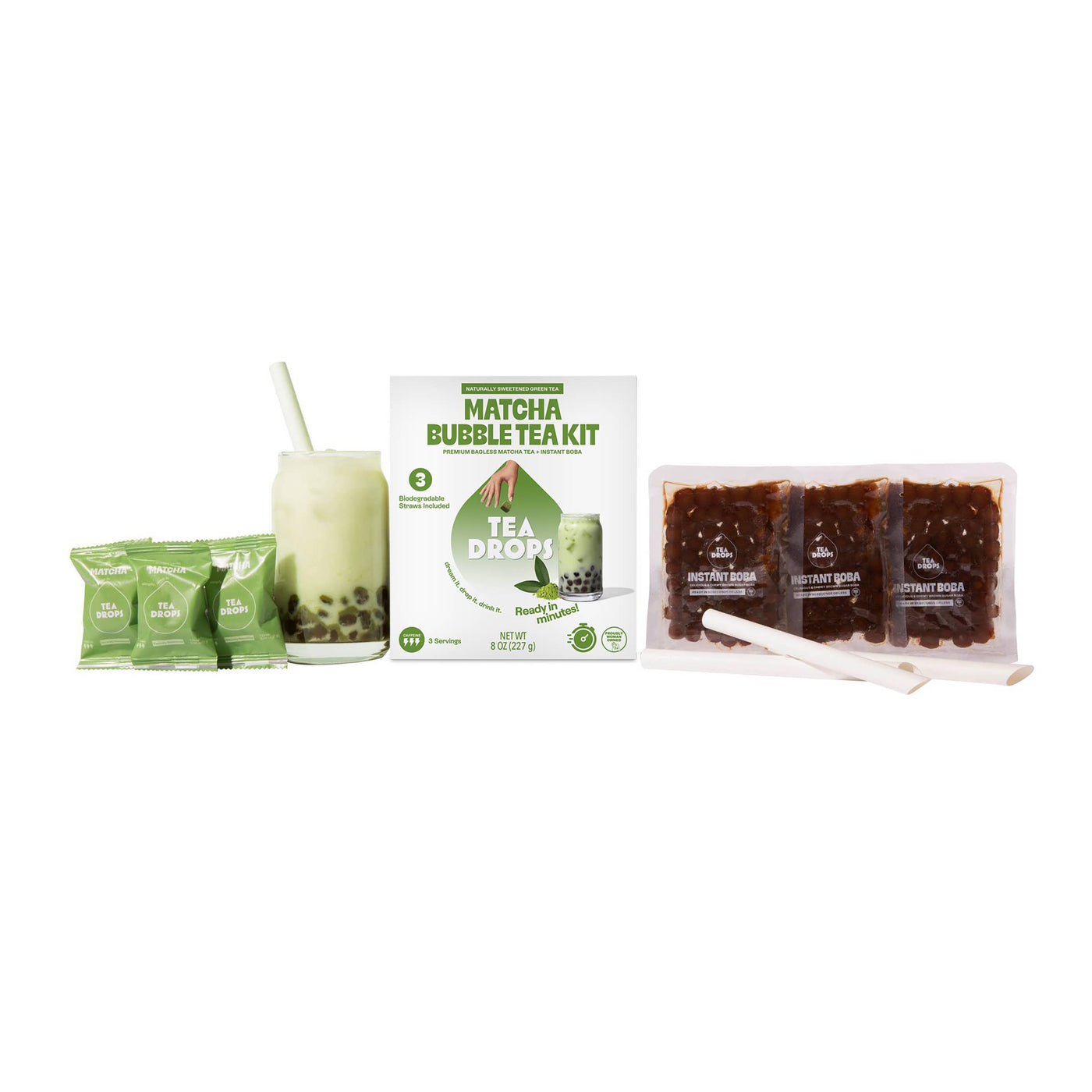 3 Count Matcha Boba Tea Kit -  Tea Drops