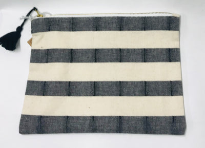 Cotton Pouch w/ Stripes & Tassel