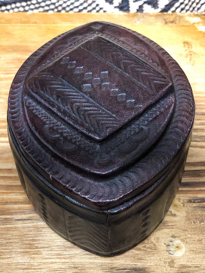 OVAL TAUREG LEATHER BOX- NIGER