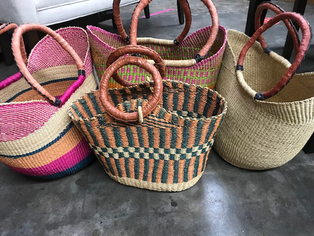 Shaka Multicolor Leather Handle Baskets