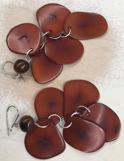 Tagua Nut Organic Nutshell Earrings by Peruvian Art