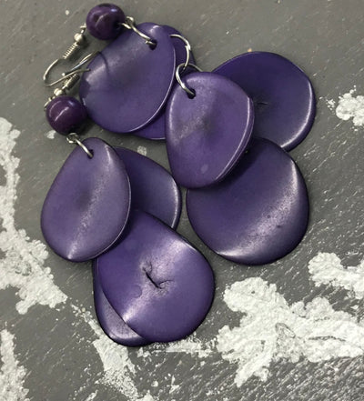 Tagua Nut Organic Nutshell Earrings by Peruvian Art