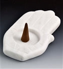 White Marble Hand of Fatima Burner for T-Lite & Cones - 4"x3"x1"