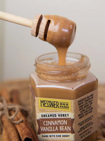 Cinnamon Vanilla Bean Creamed Honey / 9oz. / Messner Bee Farm