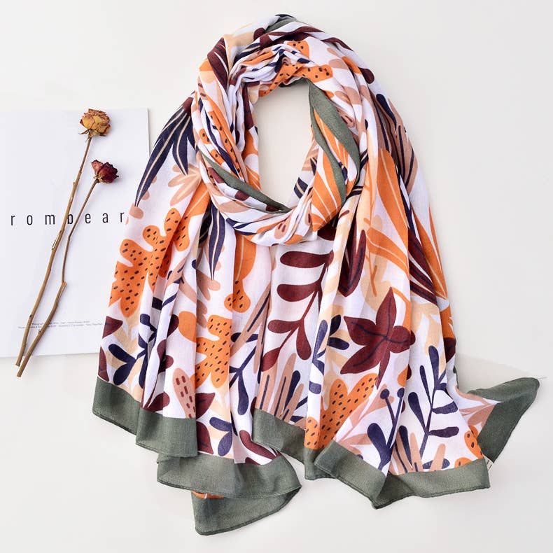 Orange floral scarf