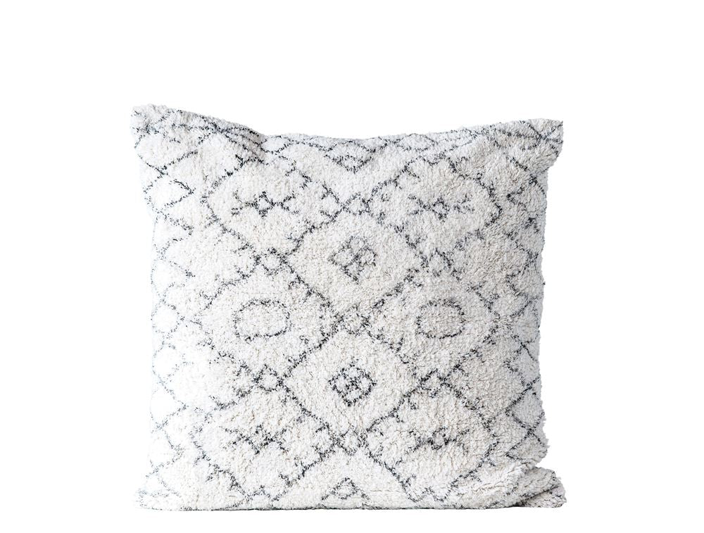 Square Cotton Tufted Pillow, Natural & Black 30"