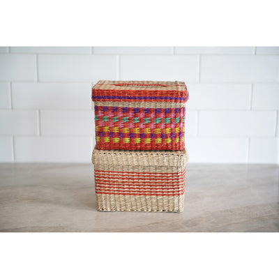 Hand-Woven Seagrass Storage Box w/ Lid