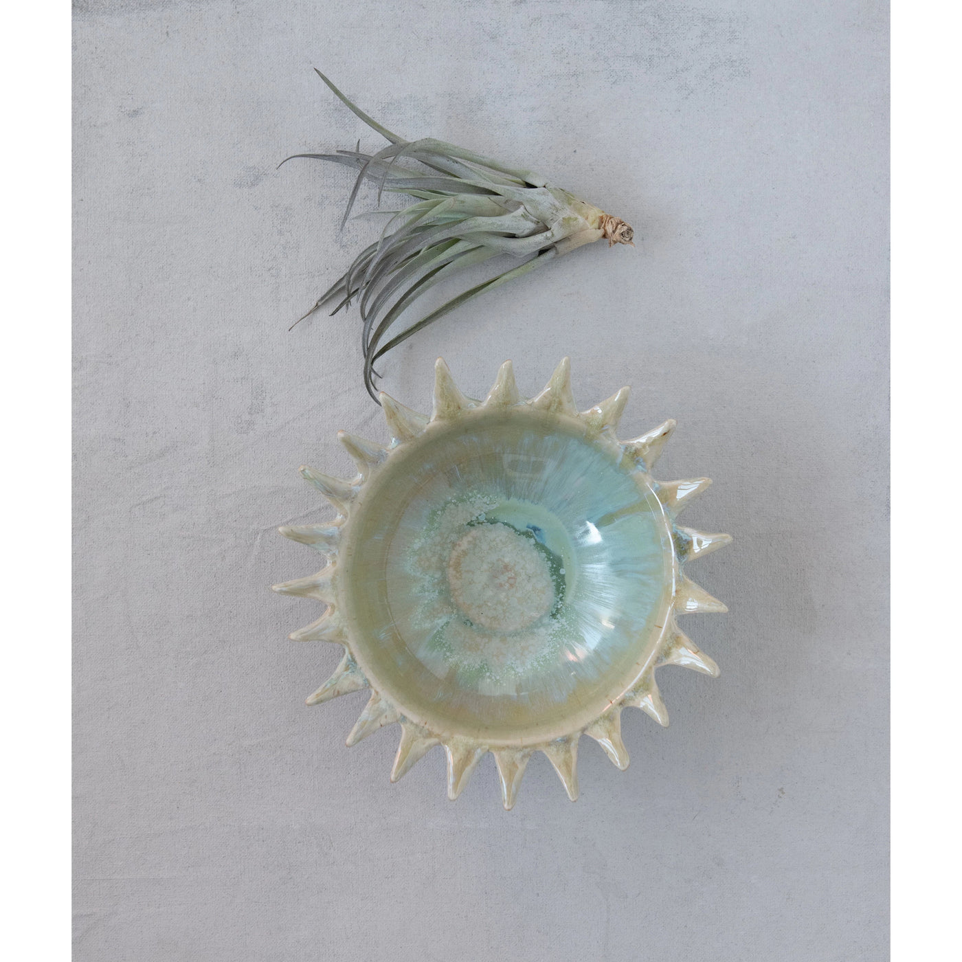 Stoneware Sunburst Shaped Serving Bowl with Glaze